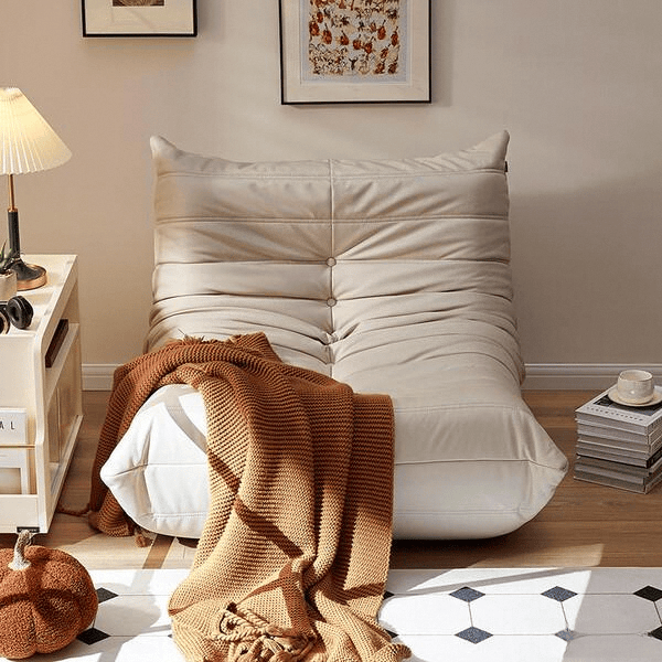 舒适与实木工艺的完美结合值得购买吗？AG真人平台全友家居奶油风懒人沙发：(图2)